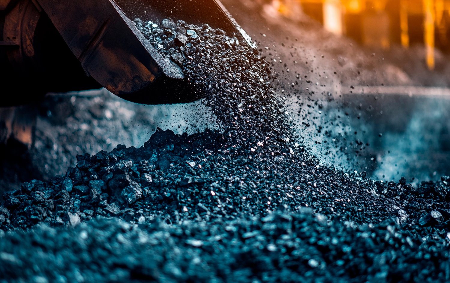 the head of a digger unloading aggregate